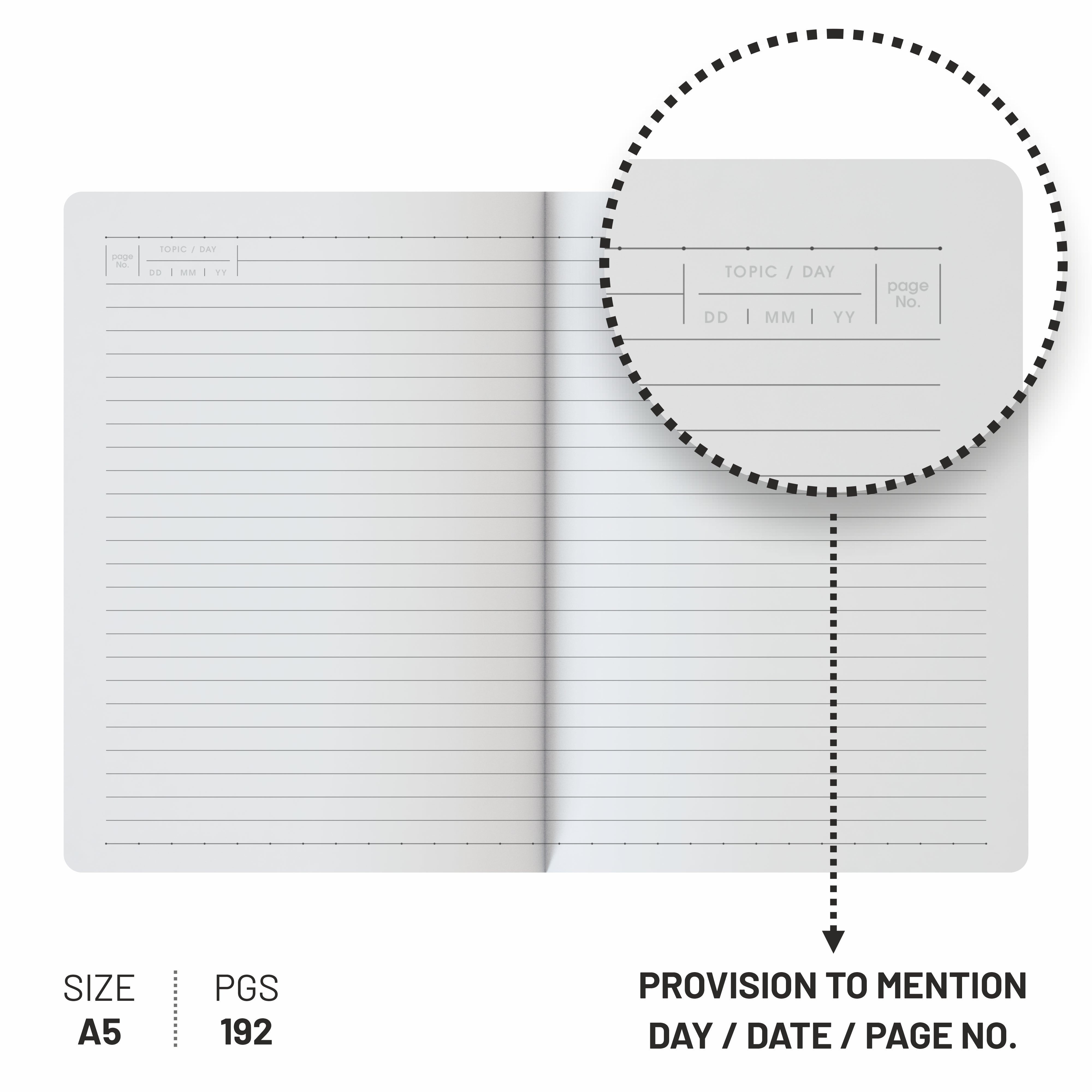 Anupam A5 Krud Notebook 192 Pages College Ruled Notebook 80 Gsm Paper Recycled Boards and Vibrant Colour Cover